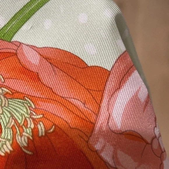 Valentino Green and Red Silk Floral Scarf